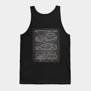 Tesla Model S Patent - Tesla Art - Black Chalkboard Tank Top